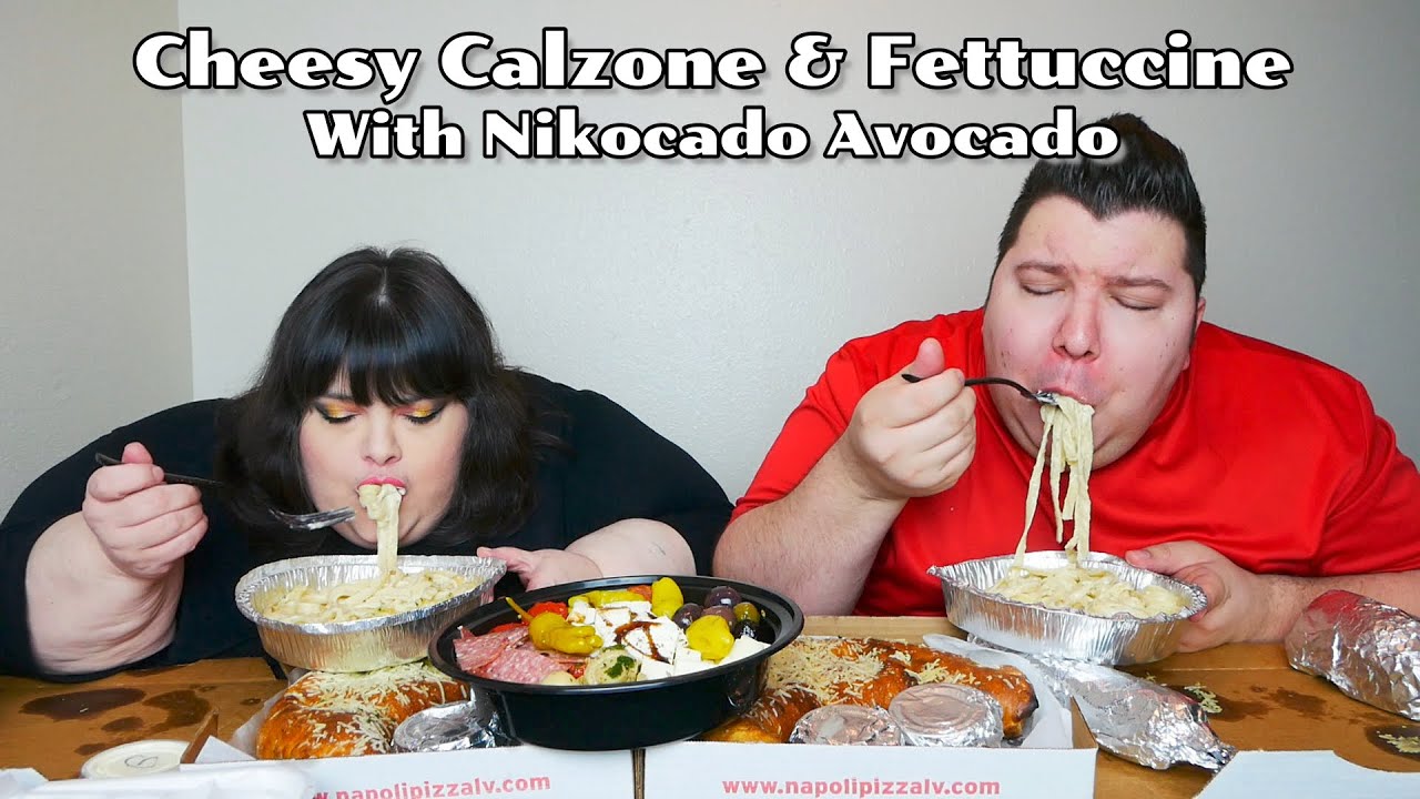 Cheesy Calzone & Fettuccine Alfredo With Nikocado Avocado Mukbang Eating Show Cheesy Calzone & Fettuccine Alfredo With Nikocado Avocado Mukbang Eating Show