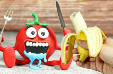 Poor Tomato and Banana - Italian Baked Noodles recipe - Stop Motion Cooking & ASMR