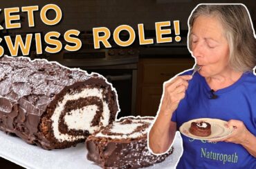 Keto Chocolate Swiss Roll with Italian Meringue
