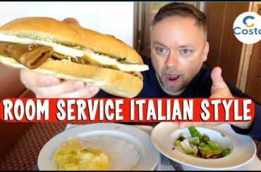 CHOMP & CHAT - Cruise Ship Room Service - Italian Costa Luminosa - Eggplant Sandwich Mukbang Lunch