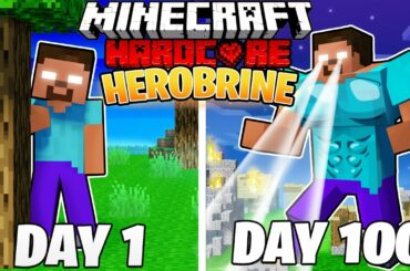 I Survived 100 DAYS as HEROBRINE in HARDCORE Minecraft!