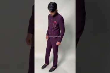 Dark Wine Purple Woven Italian Jodhpuri Suit-SL3449