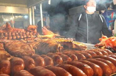 Ultimate Italian Street Food. Huge Grills of Mixed Meat, Huge 'Porchetta', Pasta in a Cheese Wheels