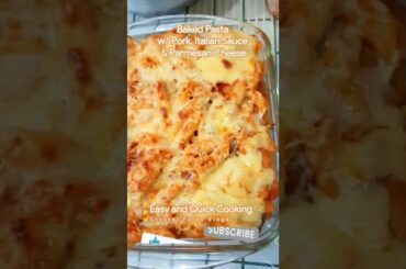 Easy & Simple Cooking: Baked Pasta w/ Pork, Italian Sauce & Parmesan Cheese | Chill Music #short