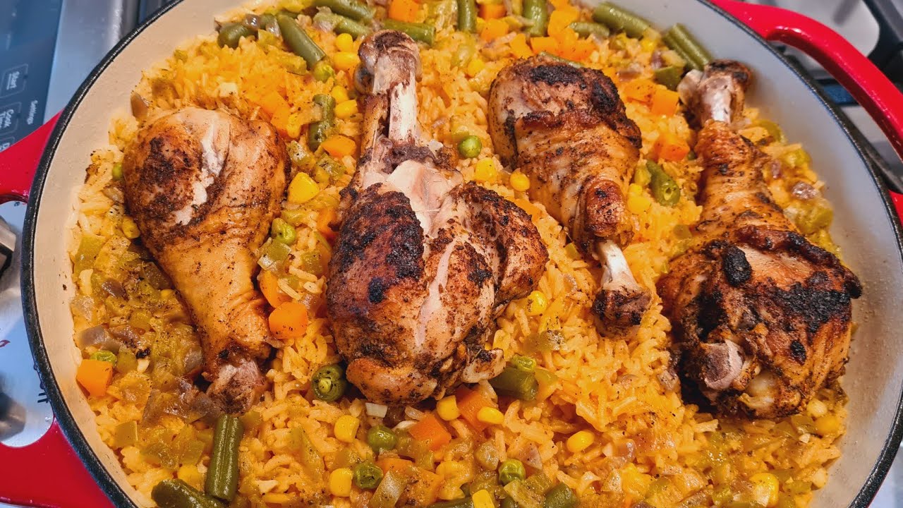 Chicken Legs With Rice And Vegetables. Chicken Legs With Rice And Vegetables.