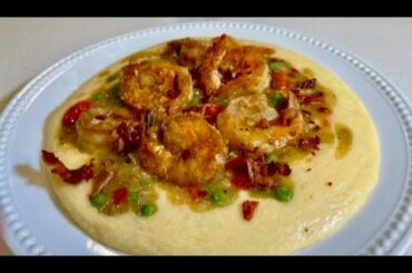 Italian Polenta recipe. Cheese Grits with shrimp sauce #polenta #grits #italiancooking #cheesegrits