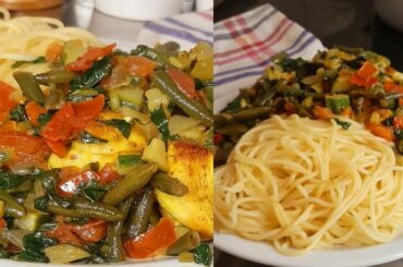 How to make spaghetti with vegetables and chicken breast. #italianfood #spaghettirecipe