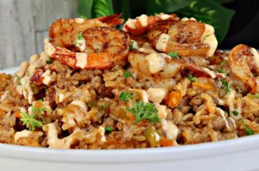 Cajun Shrimp Dirty Rice with Creamy Butter Sauce Recipe | Must Try!
