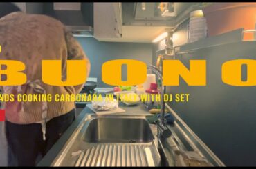 Friends cooking CARBONARA in ITALY with DJ-Set