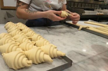 Preparing Italian Cornetto Croissant for Baking. Italian Food. London