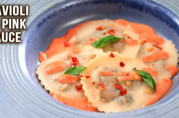 Ravioli in Pink Sauce Recipe | Stuffed with Vegetables & Cheese Fillings | Eggless Ravioli | Ruchi