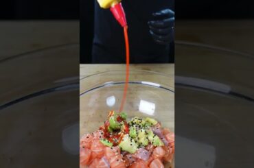 RICE AND SALMON POKE #shorts #asmr