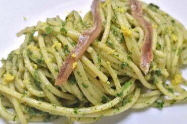 Spaghetti with anchovies and parsley pesto#recipes #spaghetti #italianfood #pasta