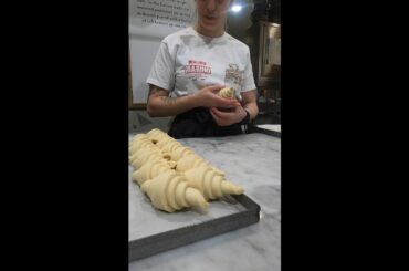 Preparing Italian Cornetto Croissant for Baking. Italian Food. London
