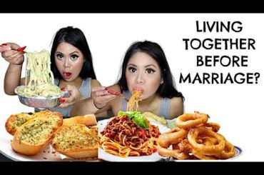 ITALIAN FOOD MUKBANG & ASMR (SPAGHETTI AND MEATBALLS, FETTUCCINE ALFREDO, CHEESY GARLIC BREAD)