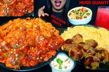 ASMR:SPICY CHILLI CHICKEN LOLIPOP,ITALIAN PASTA,POTATO BOLL,CREAM CHEESE&PERI PERI PASTA#hungrygirl