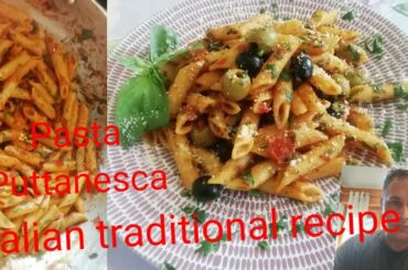 how to make pasta puttanesca /Italian traditional recipe/pasta alla puttanesca