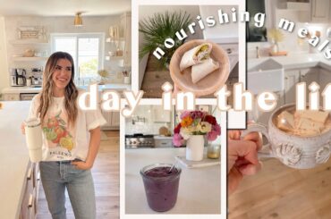 DAY IN THE LIFE | what i eat in a day, grocery haul, at home workout, healthy dinner recipe!