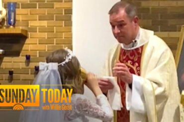 Girl Has Priest Laughing During Her First Communion Wine ‘Sip’