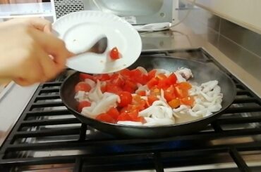 Filipina try to cook pasta with calamari (Italian home cooking Style) part 1