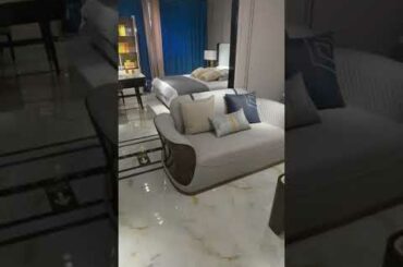 Luxurious high end Living room Italy design Villa house Leather Sofa set Glossy painting Furniture