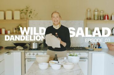 Dandelion Salad Prepared in a Classic Italian Style. Wild organic food.