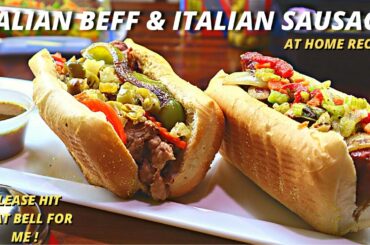 CHICAGO BEEF AND SAUSAGE | HOW TO MAKE ITALIAN BEEF & ITALIAN SAUSAGE SANDWICH AT HOME VIDEO RECIPE