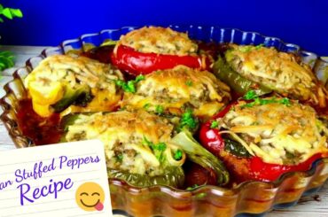 Italian Stuffed Peppers Recipe with ground beef and rice | Yummy Dish  #23