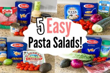 FIVE Quick & EASY Pasta Salad Recipes! | Julia Pacheco