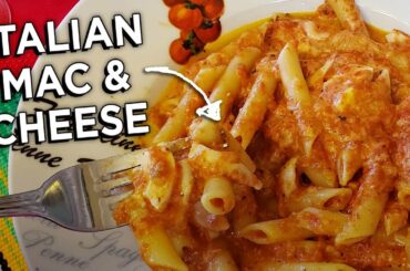 Sticky Cheese Pasta (Italian Macaroni and cheese) with home made tomato sauce