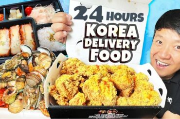 24 HOURS Eating ONLY Korean DELIVERY FOOD in Seoul South Korea