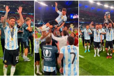 Messi and Argentina Players Celebrating After Winning Finalissima Against Italy | Argentina vs Italy