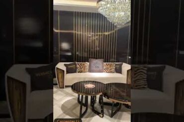 Luxury Italian Living Furniture sets Leather Upholstery 1+2+3 Sofa set with Steel Coffee table