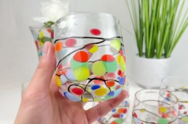 My Italian Decor  - Made in Italy - Murano Glass Picasso Stemless Wine Glasses