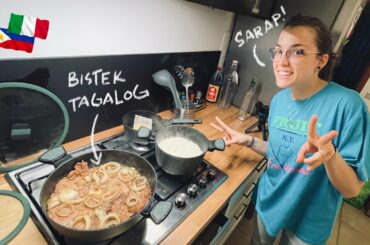 ITALIAN WIFE TRYING FILIPINO FOOD BISTEK TAGALOG! NASARAPAN! | NIAN FAM | Filipino Italian Family