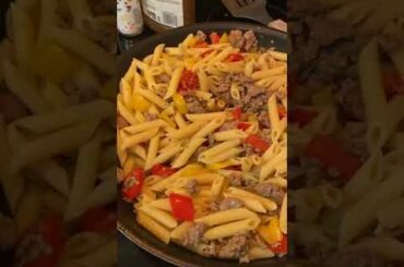 Easy Pasta Dinner | Making Italian Sausage Pasta -Large portion #shorts #cooking #recipes #pasta