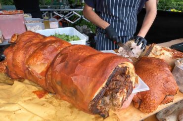 Italian  Pork Roast in Bread Crust, Pizza, Raclette Sandwich. Italian Street Food of London