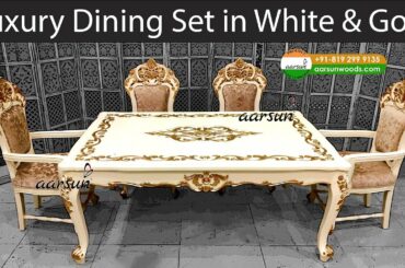 Luxury Dining Set in White & Gold by Aarsun