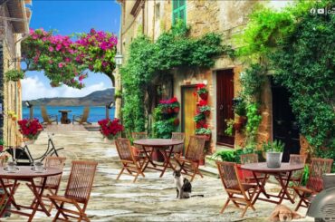 Italian Seaside Coffee Shop Ambience With Relaxing Bossa Nova Music for Stress Relief