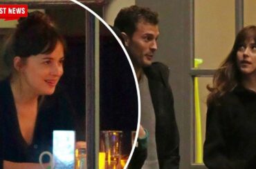 Dakota Johnson & Jamie Dornan spotted leaving an Italian restaurant after enjoying wine together.