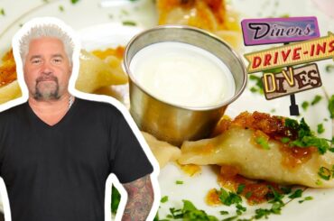 Guy Fieri Eats Two-Meat Pierogi | Diners, Drive-Ins and Dives | Food Network