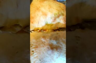 pesto chicken calzone with Italian broccoli. Easy dinner! #easydinner #tasty #food #foodie