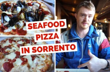 Seafood Pizza in Italy at a restaurant in Sorrento, Naples