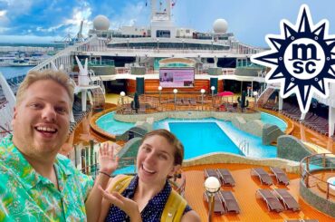 Exploring the MSC Divina! Mini Tour of the Ship, Checking Out Several Room Categories, & Dining!