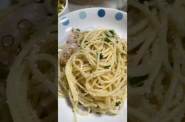 I had a delicious dinner centered on seafood pasta. (Japanese dining table)