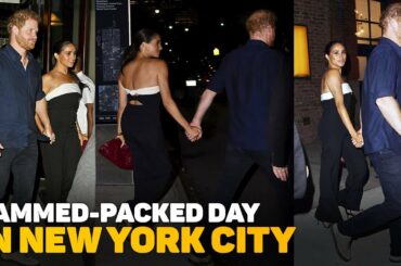 Prince Harry and Meghan Markle seen leaving NYC Italian restaurant after dinner with friends