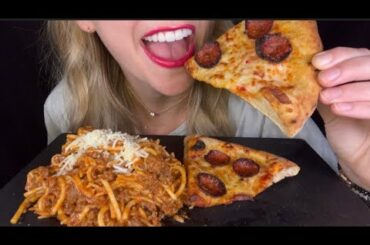 ASMR ITALIAN FOOD - WOOD FIRE PIZZA & SPAGHETTI (eating sounds) | kakes-ASMR