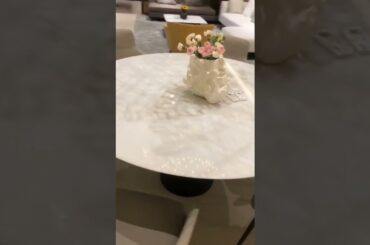 Luxury Marble Dining Table and Leather Chairs by Italy Designer Furniture collection