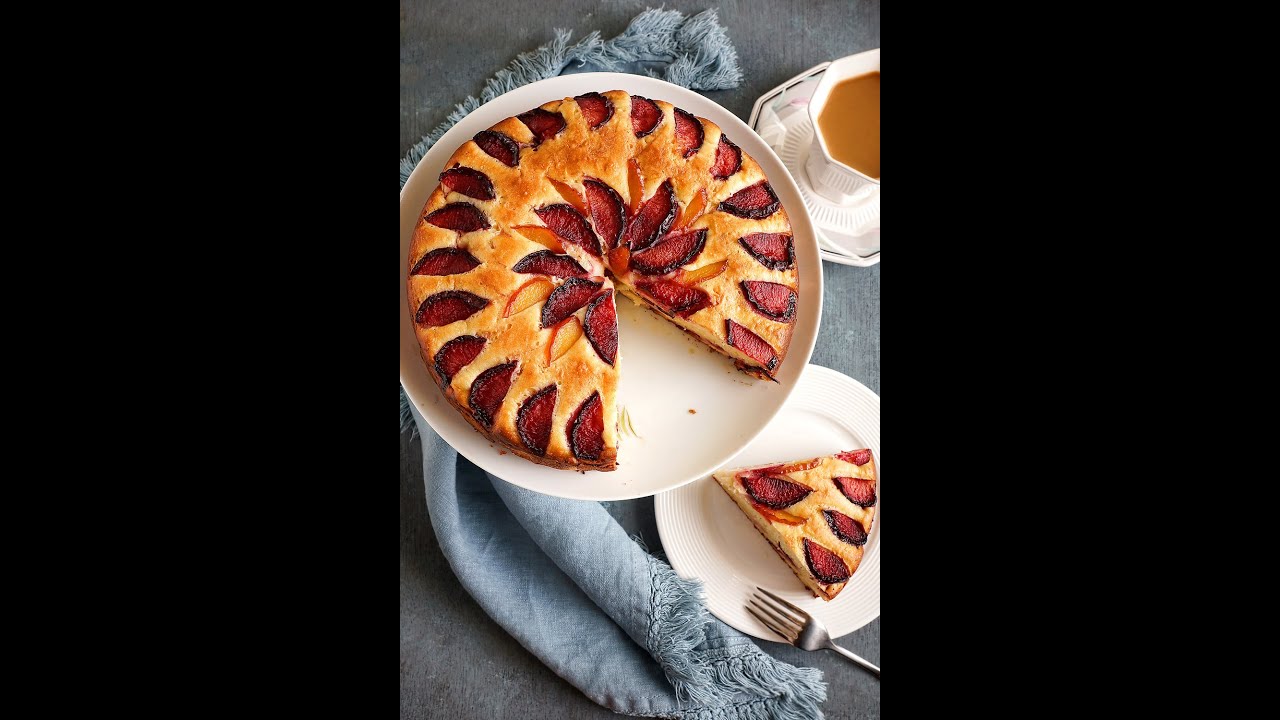 Plum Ricotta Cake! Easy and Delicious dessert! #shorts Plum Ricotta Cake! Easy and Delicious dessert! #shorts