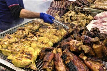 Italy Street Food. Beef Asado, Burgers, Grilled Meat, Octopus, Fried Pizza, Steaks, Ribs